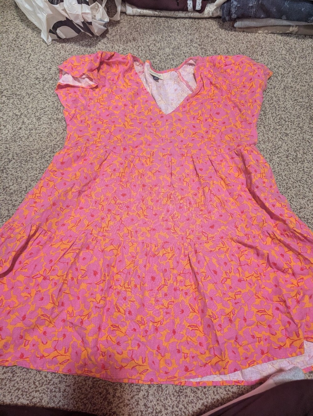 Universal Thread Pink & Orange Floral Casual Girls' Dress